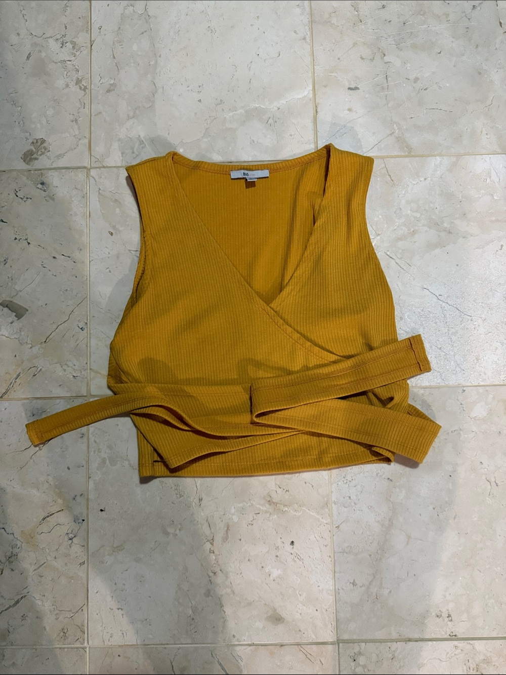 Sleeveless Mustard yellow Wrap Crop Top